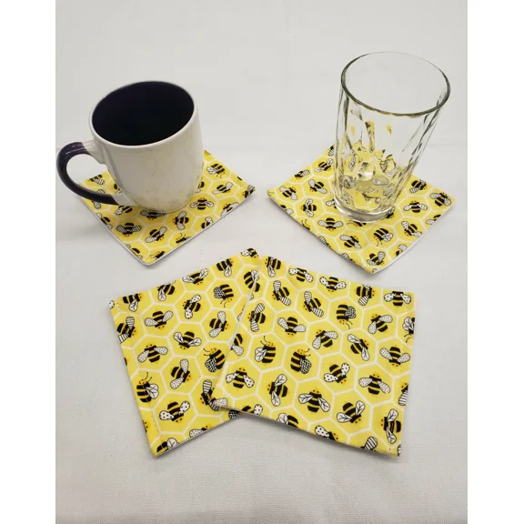 BEST- Honey Bees Cloth Coasters (Set Of 4)