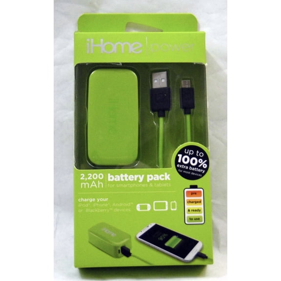 BEST- Ihome Power 2200 Mah Battery Pack Ih-Ct219B New, Bright Green Free Shipping