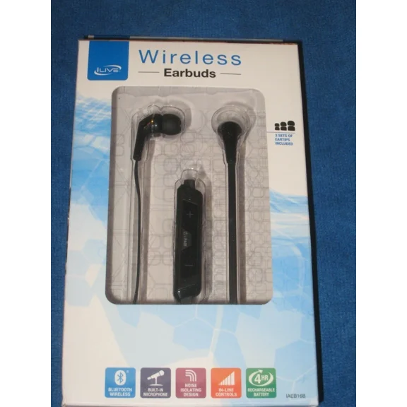 BEST- Ilive Iaeb16B Wireless Bluetooth Earbud Headphones, Black, New!