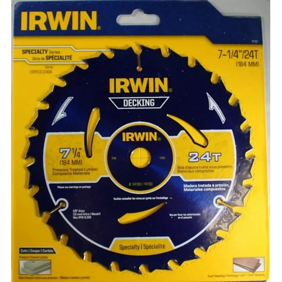BEST- Irwin Marathon 14130 7-1/4" 24 Tooth Portable Corded Circular Saw Blades