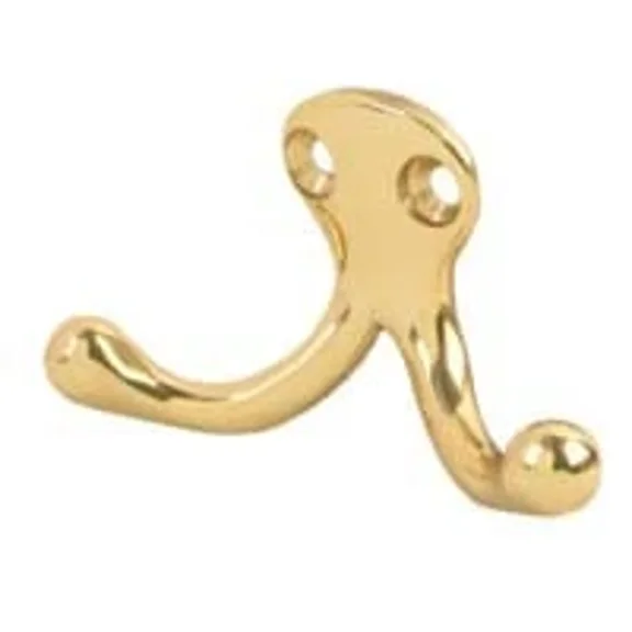 BEST- Ives 582A Low Profile Double Cast Aluminum Wardrobe Hook - Brass
