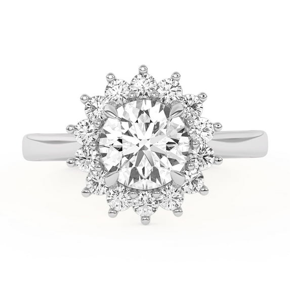 BEST Jewel 1.4 Ct Round Cut Moissanite Engagement Ring - 14K White Gold Plated Ring - Stunning Cluster Ring for Women's - Proposal Ring - Wedding Ring for Her - Gift for Anniversary