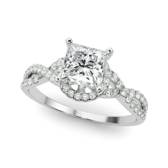 BEST Jewel 1.5 Ct Moissanite Engagement Ring - Princess Cut in Twisted 14K White Gold Plated Ring - Elegant and Timeless Wedding Ring for Women - Celebrating Life’s Special Moments