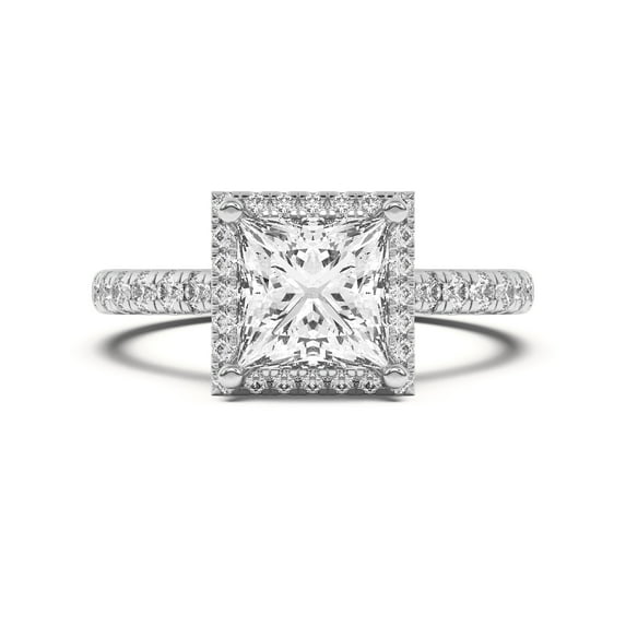 BEST Jewel 1.5 Ct Moissanite Halo Engagement Ring - Princess Cut Design in 14K White Gold Plated Ring - Proposal Ring for Women - Perfect for Cherishing Love - A Lasting Symbol for Her