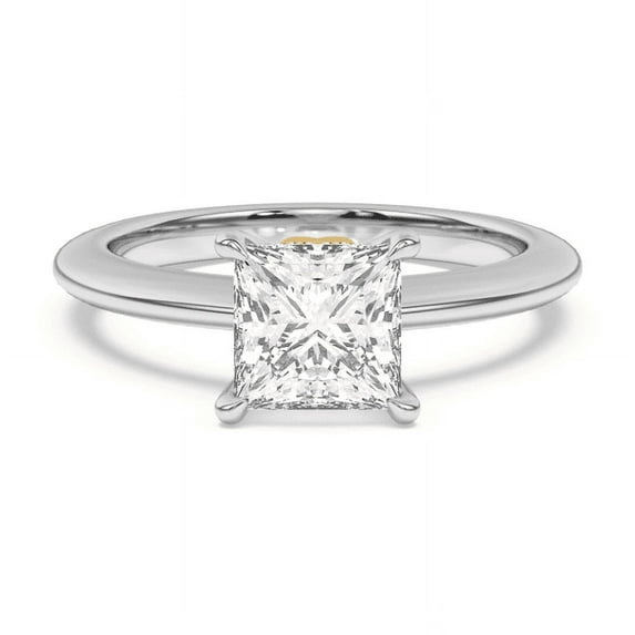 BEST Jewel 1.6 Ct Princess Cut Moissanite Ring - 14K White Gold Plated Engagement Two Tone Ring for Women - Wedding Jewelry - Anniversary Gift - Elegant Women's Ring - As Per Image