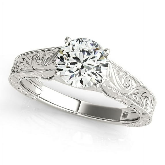 BEST Jewel 1.6 Ct Round Cut Moissanite Ring - 14K White Gold Plated Vintage Filigree Engagement Wedding Moissanite Rings for Women - Unique Proposal Rings for Her - Anniversary Gift for Wife