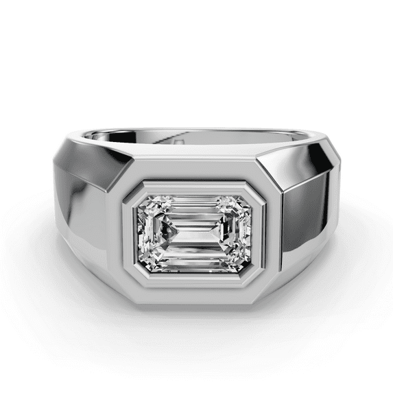 BEST Jewel 1.7 Ct Emerald Cut Moissanite Ring - 14K White Gold Plated Engagement Ring Band - Women's Wedding Band Jewelry - Bezel Set Anniversary Ring Band - Wedding Gifts Clearance