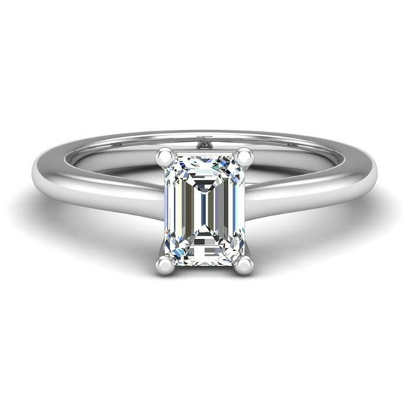 BEST Jewel 1.7 Ct Emerald Cut Moissanite Wedding Ring - 14K White Gold Plated Engagement Ring - Solitaire Diamond Jewelry - Anniversary Gifts Couple 40 Years - Birthday Gifts