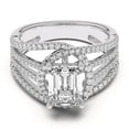 thumbnail image 1 of BEST Jewel 1.8 Ct Emerald Cut Moissanite Rings - Bypass Design in 14K White Gold Plated Wedding Rings - Stunning Engagement Ring for Women - Ideal Gift for Birthdays or Proposals, 1 of 4