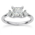 thumbnail image 1 of BEST Jewel Engagement Three Stone Ring - 1.5 Ct Princess Cut Moissanite Ring for Women - 14K White Gold Plated Ring - Classic Engagement Ring for Women - Sparkling Diamond Ring for Her, 1 of 3