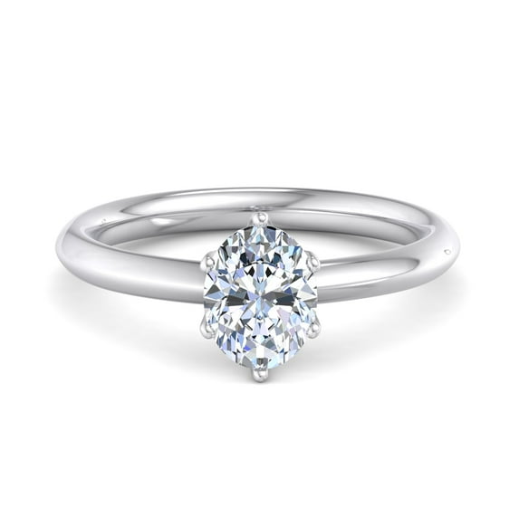 BEST Jewel Solitaire Simple Engagement Ring for Women - 1.8 Ct Oval Cut Moissanite - 14K White Gold Plated Ring - Wedding and Anniversary Ring - Engagement Jewelry for Women - Diamond Ring