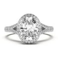 thumbnail image 1 of BEST Jewel Split Shank Halo Engagement Ring - 14K White Gold Plated 1.7 Ct Oval Cut Moissanite Ring - Stunning Wedding Jewelry for Women - Romantic Promise Ring - Perfect Gift for Her, 1 of 4