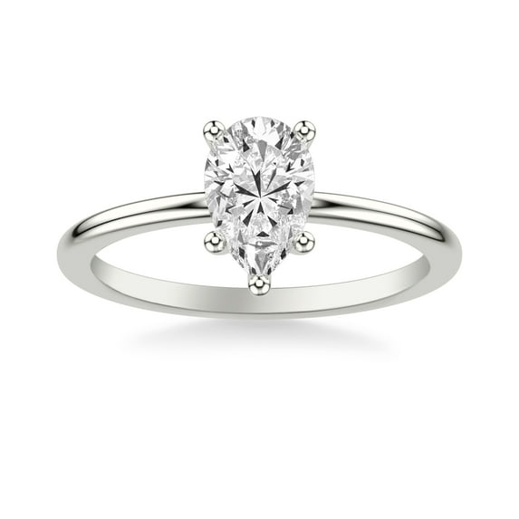 BEST Jewel Women's 1.4 Ct Pear Cut Moissanite Ring - 14K White Gold Plated Engagement Ring - Elegant Solitaire Gift for Her - Beautiful Jewelry - One Year Anniversary Gifts