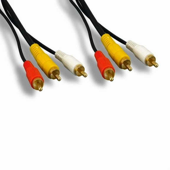 BEST- Kntk 12 Ft 3-Rca Audio Video Cable Gold Plated For Camcorder Vcr Dvd Tv Pc Com