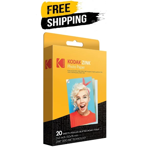 BEST- Kodak 2X3 Premium Zink Photo Paper - 20 Sheets Sticky-Backed Photo Paper