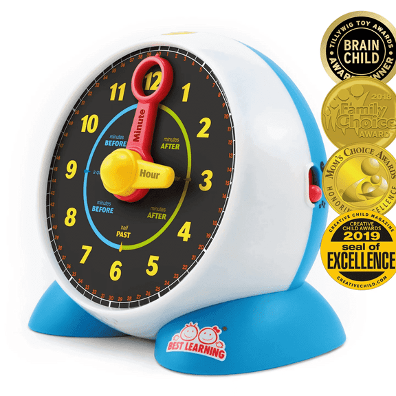 BEST LEARNING Interactive Talking Clock Toy for Kids 3-6 Years Teaches Time with Quiz and Sleep Mode