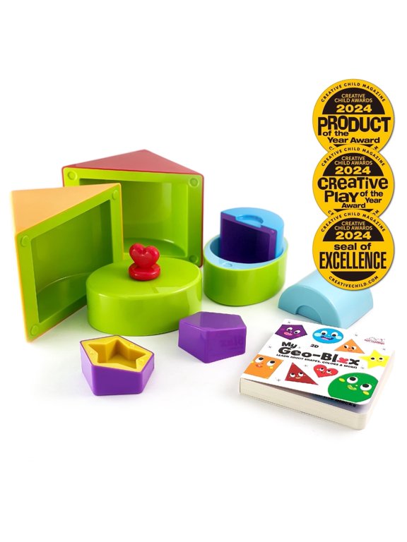 My Geo-Blox Sorting and Building Blocks with Cardboard Book for Kids Ages 3 and Up