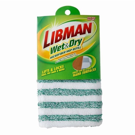 BEST- Libman 18.5" X 5" Wet And Dry Microfiber Mop Refill Pad Reusable Machine Wash