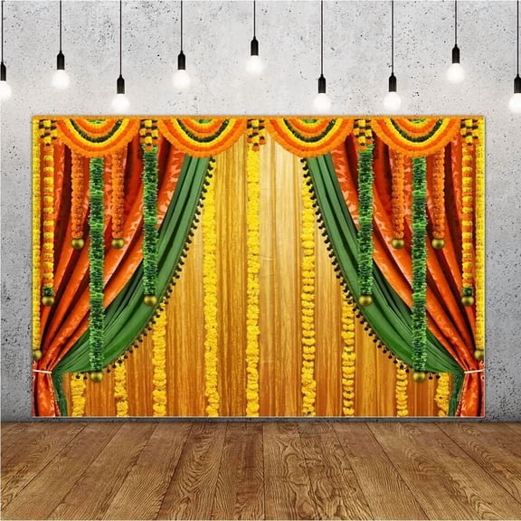 BEST- Lofaris India Pooja Photography Backdrop Puja Ganpati 5X3Ft, Yellow