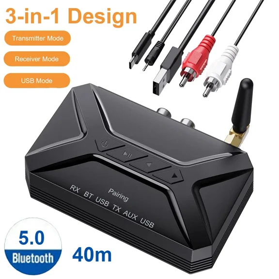 BEST- Long Range Bluetooth 5.0 Transmitter Receiver For Tv Home Stereo Audio Adapter