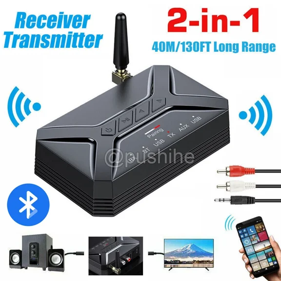 BEST- Long Range Bluetooth Transmitter Receiver Wireless For Home Stereo Audio Adapter