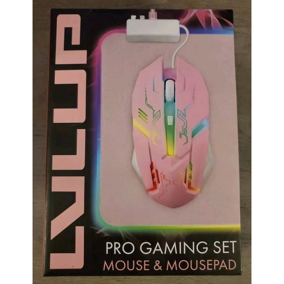 BEST- Lvlup Pro Gaming Set Mouse & Mousepad Rgb Backlight Lu788-Pink Vivitar