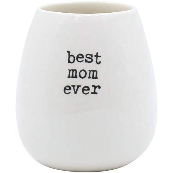 BEST MOM EVER Ceramic Stemless Wine Glass - Gift for Mother's Day Birthday