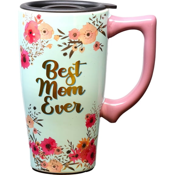 BEST MOM 18 OUNCE CERAMIC TRAVEL MUG