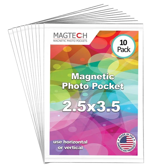 BEST- Magtech Magnetic Photo Pocket Picture Frame, White, Holds 2.5 X 3.5 Inches
