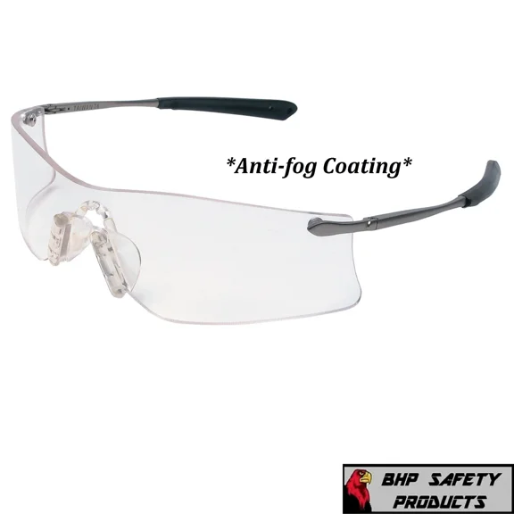 BEST- Mcr Crews Rubicon Safety Glasses T4110Af Clear Anti-Fog Lens Metal Work Eyewear