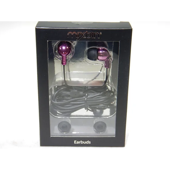 BEST- Metallic Pink Earbuds Headphones By Mixbin With Mic Remote Tf