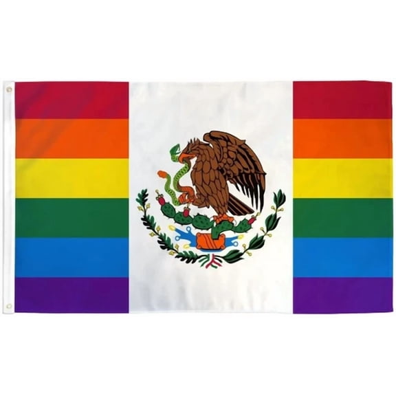 BEST- Mexico Rainbow 3X5Ft Poly Flag Lgbtq Community Mexican Rainbow Pride Month Flag
