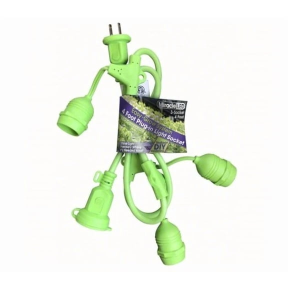 BEST- Miracle Led 4Ft 3 Socket String Light, Waterproof Plug Cord Indoor Grow Garden