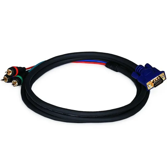 BEST- Monoprice 6Ft Vga To 3 Rca Component Video Cable (Hd15 - 3-Rca)
