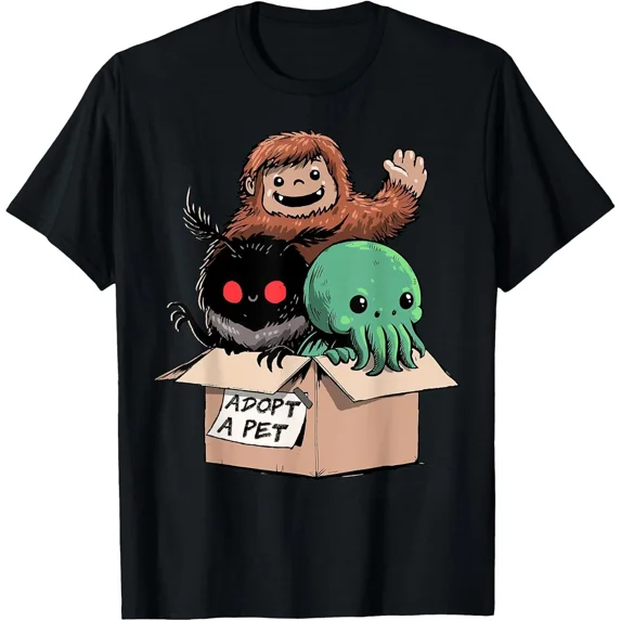 BEST NEW! Adopt A Pet Creepy Monsters Bigfoot Mothman Cotton Tee S-3XL