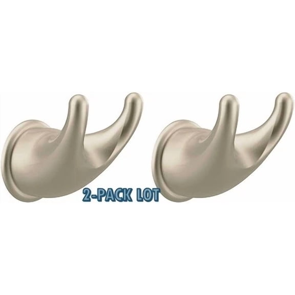 BEST- New 2-Pack Lot Genuine Moen Mason Robe Towel Hook Transitional Satin Nickel