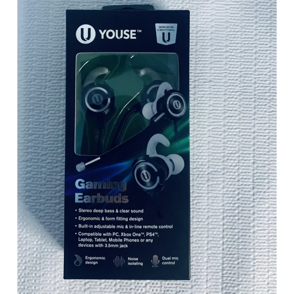 BEST- New In Box U Youse Gaming Earbuds Noise Isolating Dual Mic Factory Sealed
