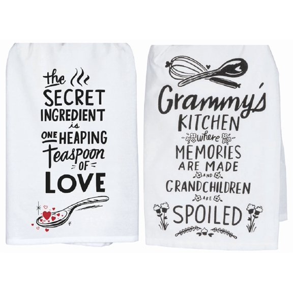BEST- New Kitchen Dish Towel Bundle Set Of 2, Secret Ingredient And Grammy'S Kitchen