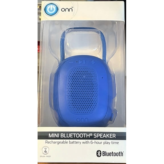 BEST- Onn Mini Bluetooth Speaker, Cobalt Crush, Built-In Speakerphone & Hanging Strap