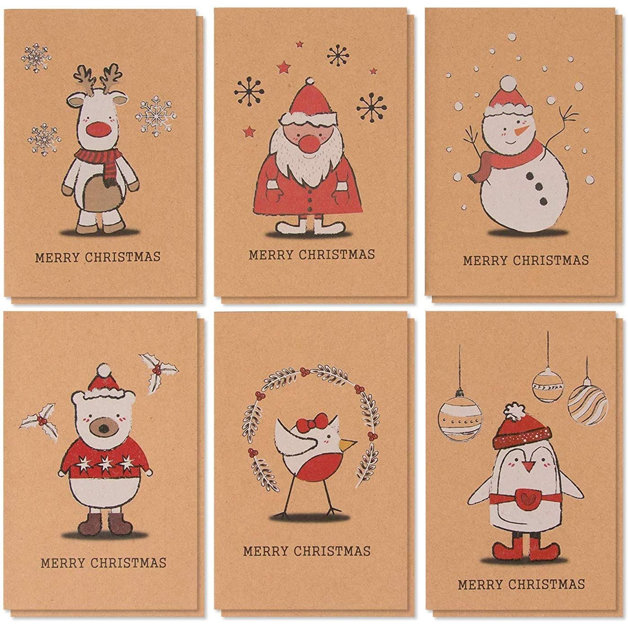 Kraft 36 Pack Assorted Bulk Christmas Greeting Cards with Envelopes ...