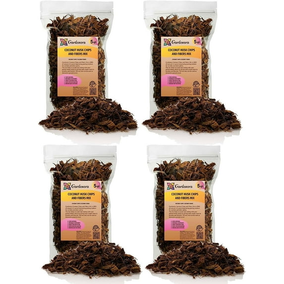 ⭐ BEST POTTING MIXES - Coconut Husk Chips and Fibers Mix for Orchids, Houseplant, Monstera and Fiddle Leaf Fig by Gardenera - 20 Quart Bag