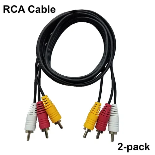 BEST- Pack Of 2 Av Male To Male 3 Rca Audio Video Composite Cable Black (6 Feet)