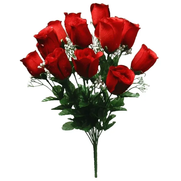 BEST- Red 14-Rose 21 Bush Microfiber Nice Quality Silk Flower Wedding Home Decor Us