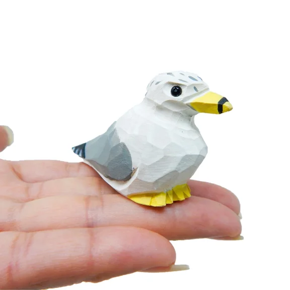 BEST- Seagull Figurine Handmade Mini Albatross Bird Statue Carve Decor Garden Sculpt