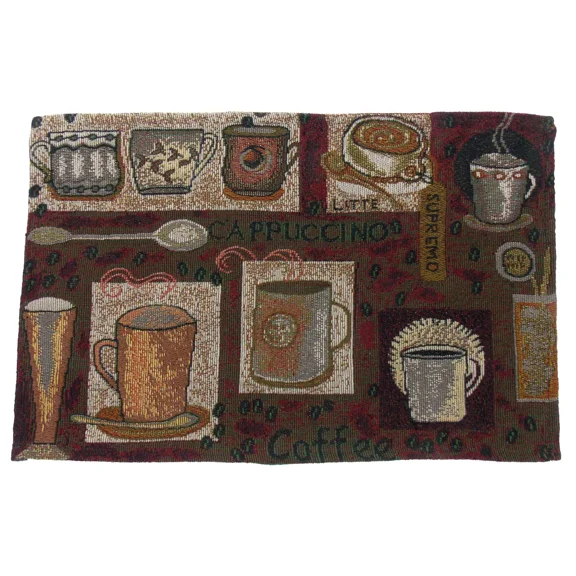 BEST- Set 4 Placemats Cappuccino Latte Coffee Cups 13X19 Kitchen Table Fabric Kitchen