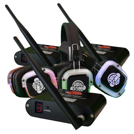 BEST Silent Disco Sound System 200 Headphone Pack with 3 Wired Transmitters
