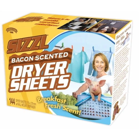 BEST- Sizzl Bacon Scented Dryer Sheets - Prank Fake Funny Parody Joke Gift Box