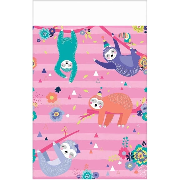 BEST- Sloth Animal Jungle Cute Kids Birthday Party Decoration Paper Tablecover