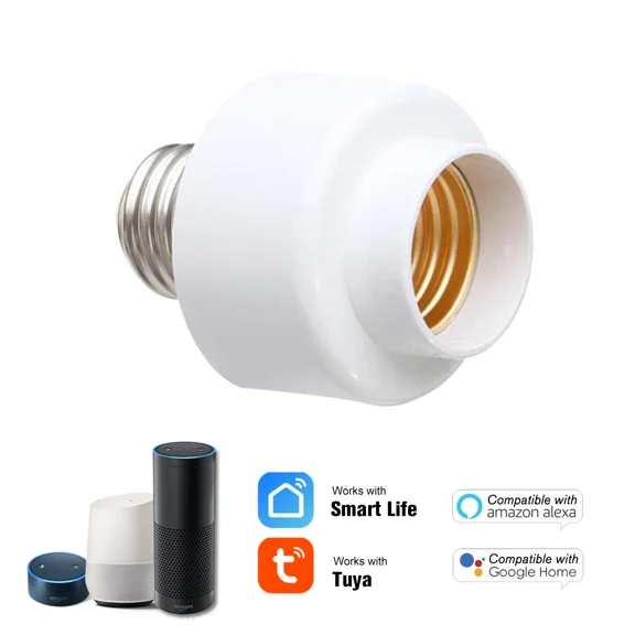 BEST- Smart Wifi E27 Light Bulb Holder Lamp Socket Adapter For Google Home& Alexa P0T1
