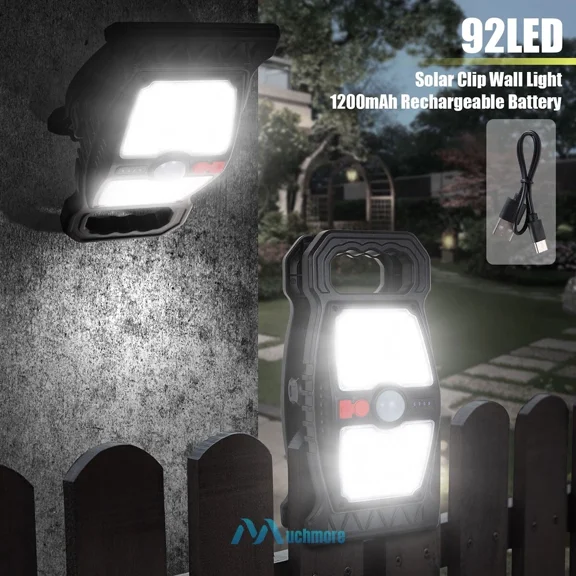 BEST- Solar Clip Lights Motion Sensor Powerful Led Wall Fence Floodlight Waterproof